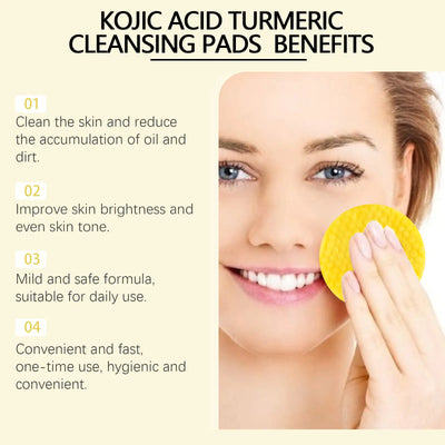 Hoygi Turmeric Acid Cleansing Pad Facial Skin Pore Cleansing, Makeup Remover Gentle Exfoliating Cleansing Pad